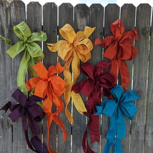 Fall Bow, Silk Look Wired Messy Bow, Fall Wedding, Door Decor, Large Bow, Autumn Bow, Refresh Old Fall Wreath image 7