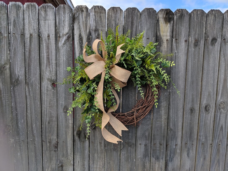 Greenery Wreath Wreath Great for All Year Round Everyday Burlap Wreath, Door Wreath, Front Door Wreath 27sku image 2