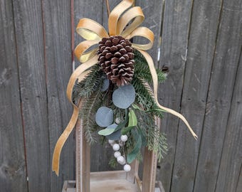 Christmas Swag, All Winter Long Muted Gold, Aisle Décor, Christmas Wedding, Lantern Swag