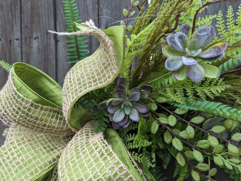 Everyday Wreath, Everyday Succulent and Burlap Wreath, Spring Wreath, Summer Wreath, Fall Wreath, Door Wreath, Front Door Wreath 381 image 4