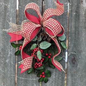 Christmas Swag, Mini Swag, Christmas Bow With Greenery, Swag for  