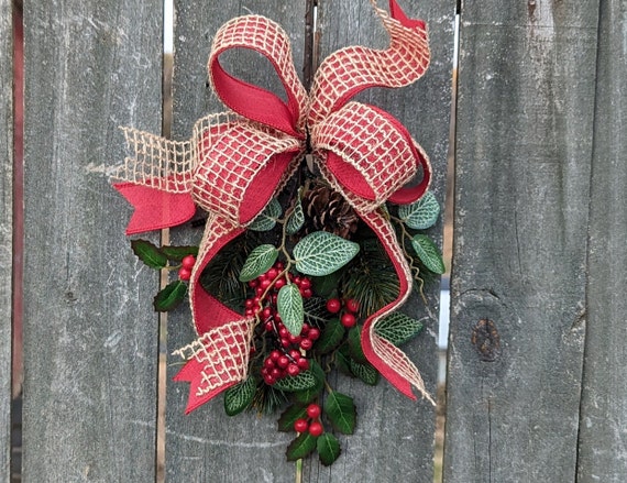 Christmas Swag, Mini Swag, Christmas Bow With Greenery, Swag for 