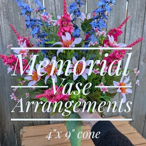 Spring Memorial Cemetery Cone Vase Insert, 4&quot; opening, Artificial floral Arrangement, Vase Filler, Mother&#39;s Day, Birthday, Memorial Day