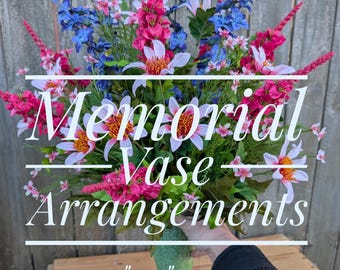 Spring Memorial Cemetery Cone Vase Insert, 4" opening, Artificial floral Arrangement, Vase Filler, Mother's Day, Birthday, Memorial Day
