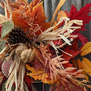Fall Wreath, Fall Scarecrow Wreath, Fall Leaf Wreath, Fall burlap Wreath, Halloween Harvest Thanksgiving Wreath, Walnuts, Berry 241sku image 3