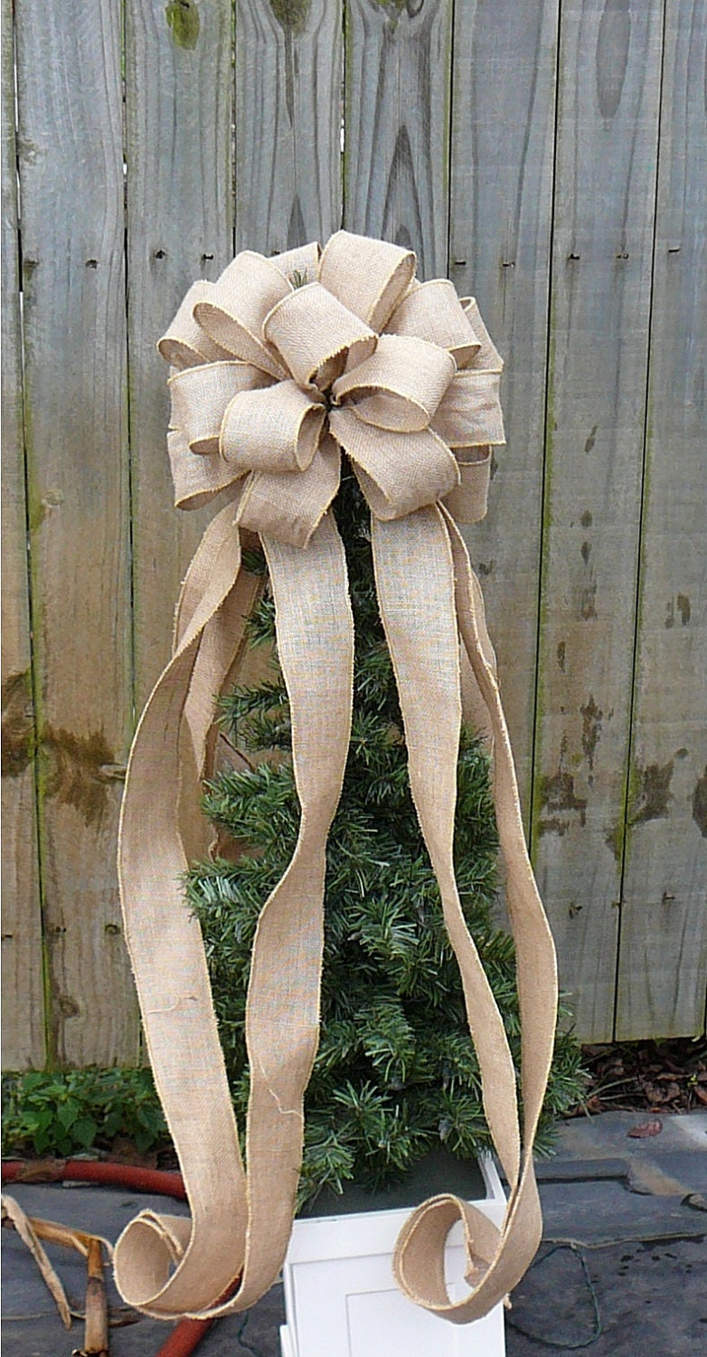 Burlap Tree Topper Christmas Tree Topper Burlap Tree Primitive Country Tree Top Bow in Burlap