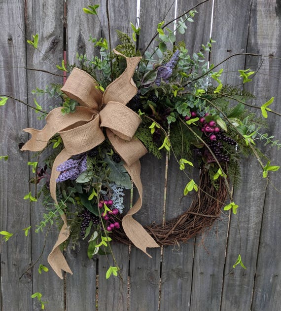 Front Door Wreath Everyday With Touch Of Purple And Image 0