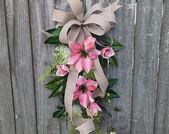 Swag, Door / Lantern Swag, Pink Swag for Door or Lantern, Wedding, Spring Summer Wedding, Baby Shower, pink swag, Door Swag 10