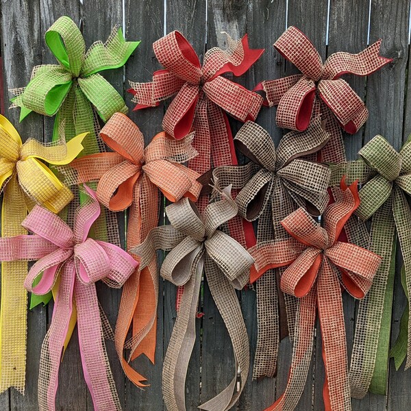 Bow for Wreath, Bow Only, Jute Mesh /Burlap Mesh Bow, Wreath Bow, Christmas Bow, Spring Bow, Fall Bow, Wedding, Shower, Farmhouse bow NETTLE