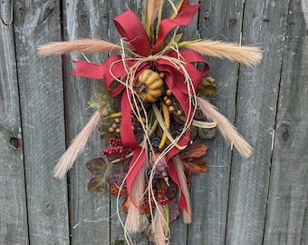 Fall Swag, Autumn Wedding Lantern Swag, Medium Fall Swag, Pampas Grass Aisle Swag, Door Swag Boho, Fall Wedding swag 24*