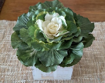 Easter Decoration, Cabbage in Wooden Box, Rustic Farmhouse Easter Decoration, Small arrangement Centerpiece Table Decoration