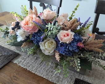 Peony Hydrangea Centerpiece, Flower Crate Arrangement, Spring, Rustic Elegance Centerpieces table mantle, Wedding Arrangement Crate 4