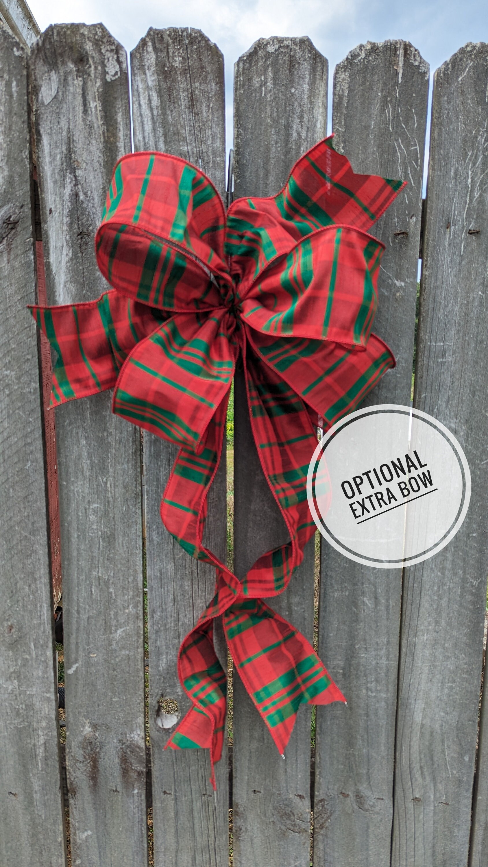 Plaid Christmas Bow, BOW ONLY, Wired Christmas Ribbon for Wreath Bow, Plaid  Bow, Elegant ribbon, Bow for Christmas Decoration