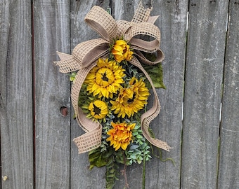 Door Swag, Sunflower Swag for Door, Pew End, Large Lantern, Sunflower Swags for Spring and Summer, Wildflower Boho Swag for Door swag 2