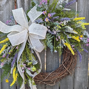 Spring Wreath, Spring/Summer Wreath, Spring Wreath for door,  Wildflower Wreath, Summer Wreath, lavender Wreath, Spring Door Wreath 261