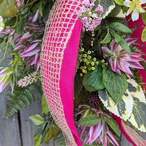 Spring Wreath, Bright Wreath for Spring and Summer, Bright Pink, wildflowers, red berries, Colorful Wreath for Spring, Wreath 389 image 3