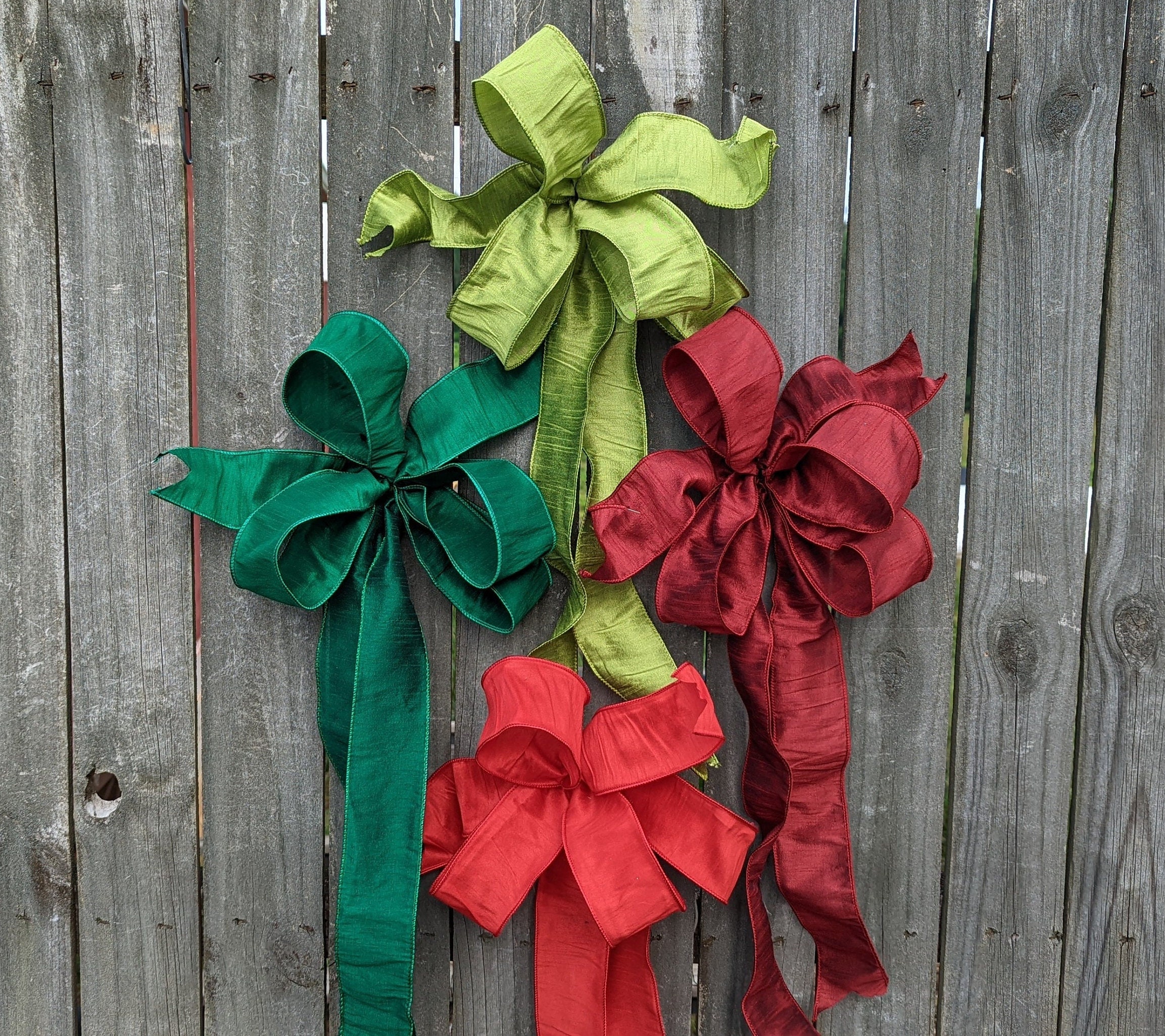 Christmas Bow, HOLIDAY COLLECTION, Red Green Elegant Wired Solid Color Bow,  Christmas Wedding, Christmas Wreath, Burgundy, Forest Green 2023