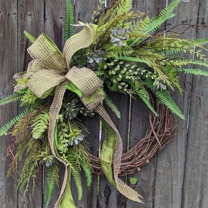 Everyday Wreath, Everyday Succulent and Burlap Wreath, Spring Wreath, Summer Wreath, Fall Wreath, Door Wreath, Front Door Wreath 381 image 1