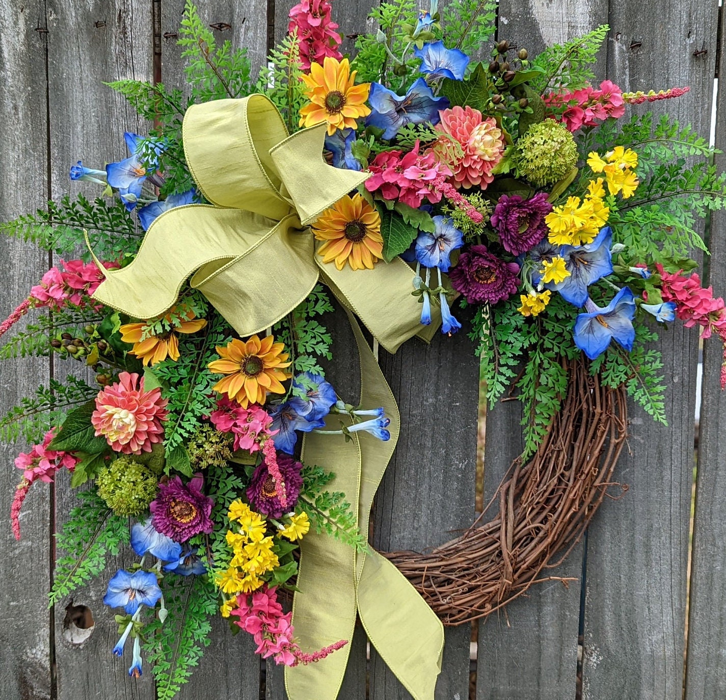 Spring Wreath, Spring/Summer Wreath, Spring Wreath Bright Colorful, Wreath,  Summer Wildflower Wreath, Spring Door Wreath 2023