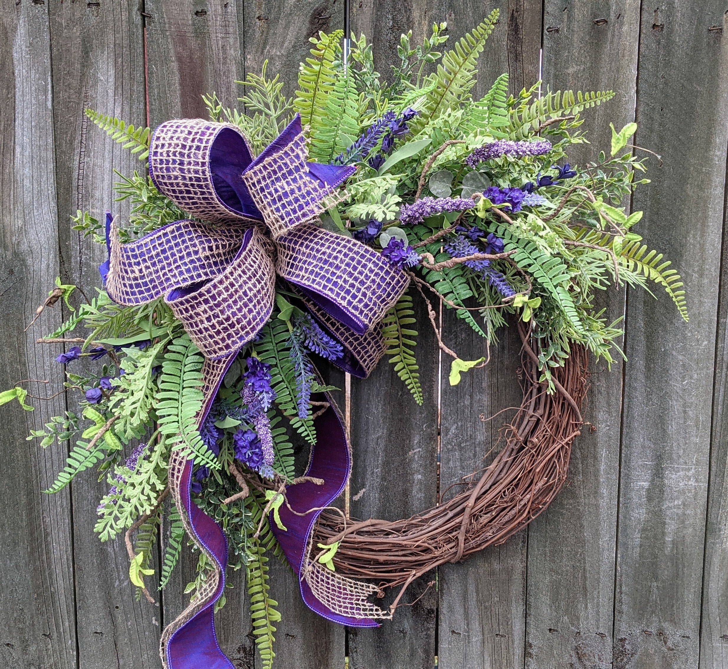 Modern Spring Wreath - Ivory and Purple — THE FLOWER PATCH