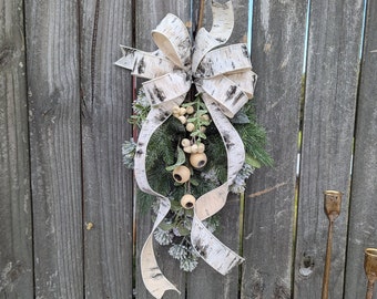 Christmas / Winter Swag, Medium Lantern Swag, Birch Woodland Christmas Decor, Lantern Swag, Winter Wedding, Lantern Swag Snowy Birch