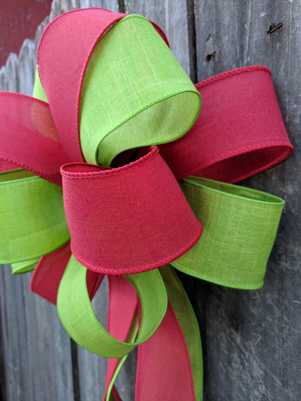 Small Green Wreath Bow, Green Beach Wreath, Green Wired Bow