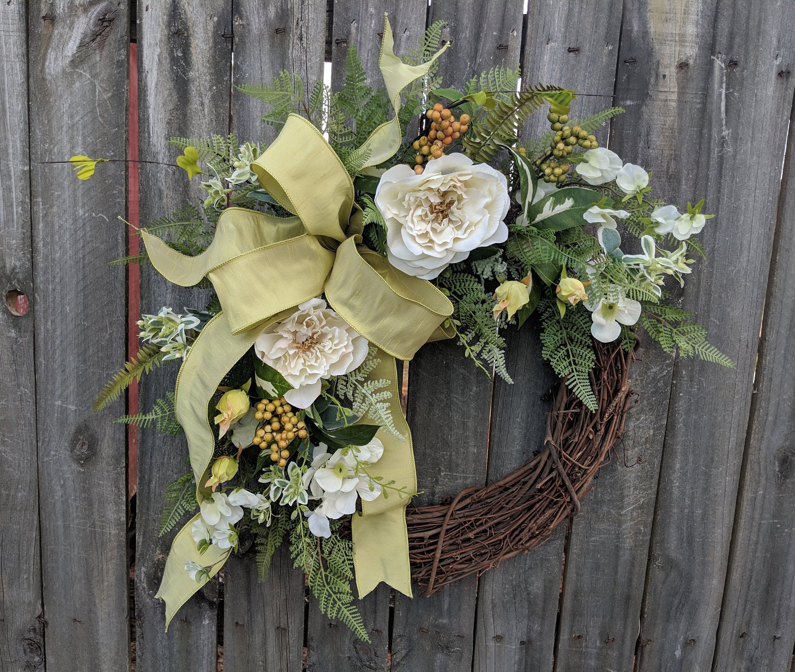 Spring Wreath - Wedding Ivory, White, Wreath Green Cream - Everyday Wreath, Door  Wreath, Front Door Wreath 2023