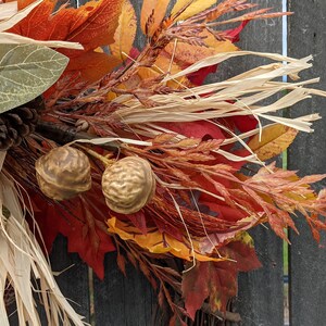 Fall Wreath, Fall Scarecrow Wreath, Fall Leaf Wreath, Fall burlap Wreath, Halloween Harvest Thanksgiving Wreath, Walnuts, Berry 241sku image 6