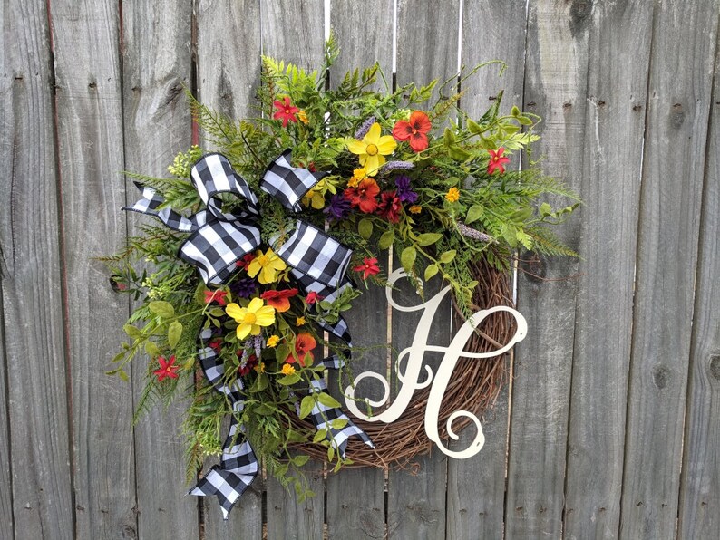 Bow for Wreath Black and White Buffalo Check Bow Informal Etsy