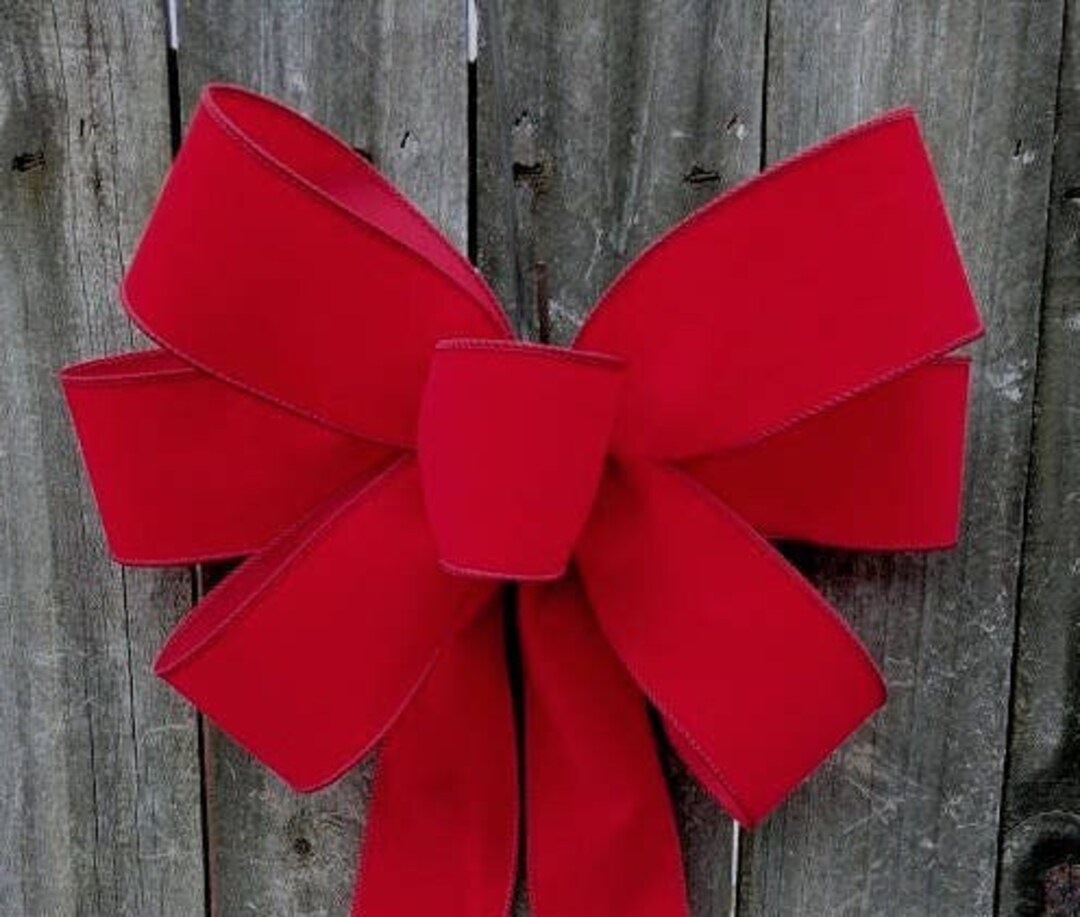 Red Bow, Christmas Wreath Bow, Window Bow, Red Indoor/ Outdoor Christmas Wreath Bow, Red Wired
