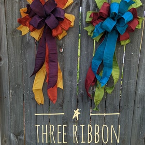 Fall Bow, Silk Look Wired Messy Bow, Fall Wedding, Door Decor, Large Bow, Autumn Bow, Refresh Old Fall Wreath image 2