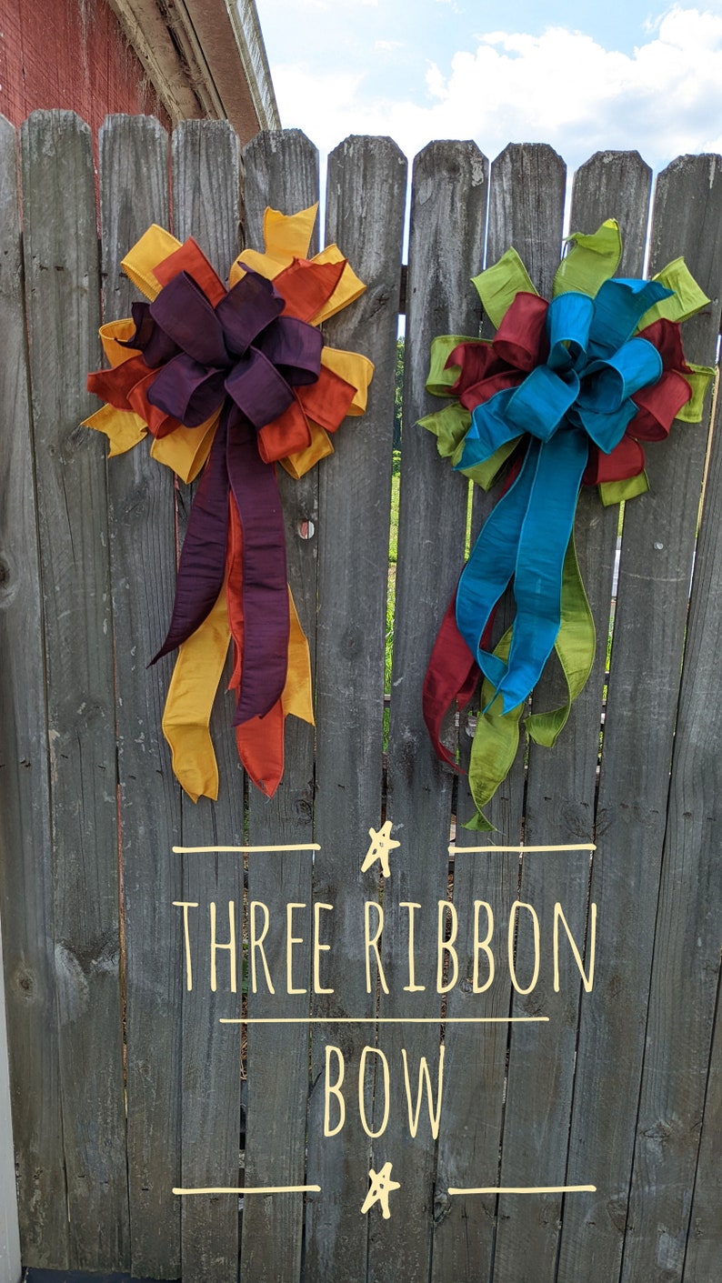 Fall Bow, Silk Look Wired Messy Bow, Fall Wedding, Door Decor, Large Bow, Autumn Bow, Refresh Old Fall Wreath image 2