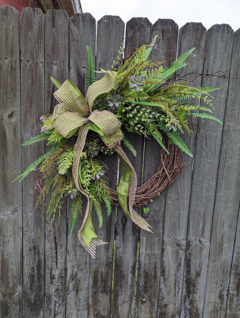 Everyday Wreath, Everyday Succulent and Burlap Wreath, Spring Wreath, Summer Wreath, Fall Wreath, Door Wreath, Front Door Wreath 381 image 6