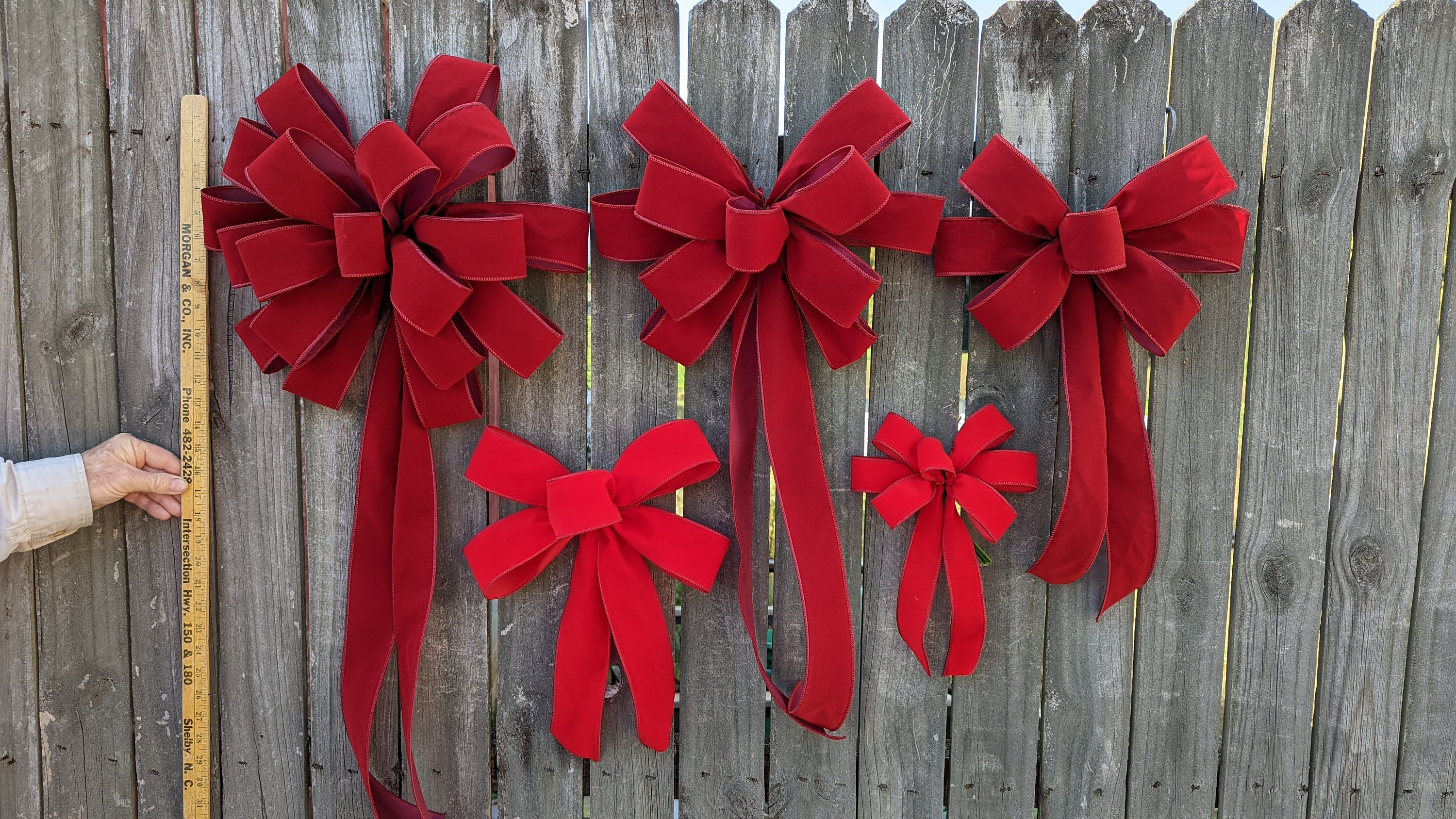 Red Bow, Christmas Wreath Bow, Window Bow, Red Indoor/ Outdoor