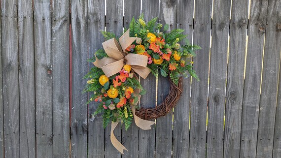 20 Summer wreath for front door outside spring- welcome sign