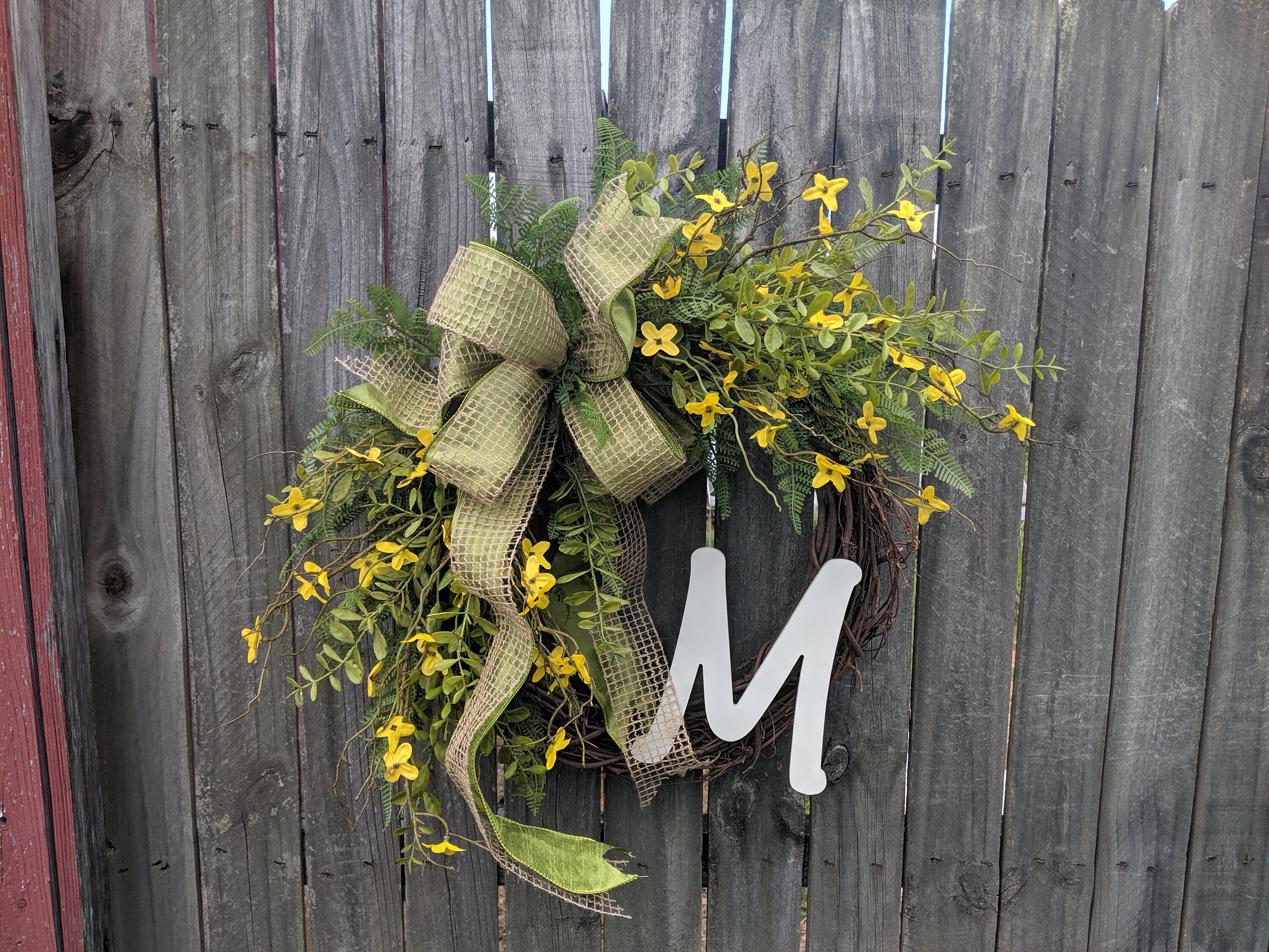 Spring Wreaths, Front Door Wreath, Forsythia Wreath, Front Door Wreath
