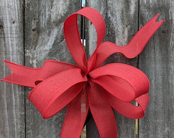 Small Linen Bow, Mini Wired Bow, Width Ribbon Bow for Spring, Summer, Fall, Christmas, Simple Informal, Red, Pink, Green, brown 1.5 in Linen