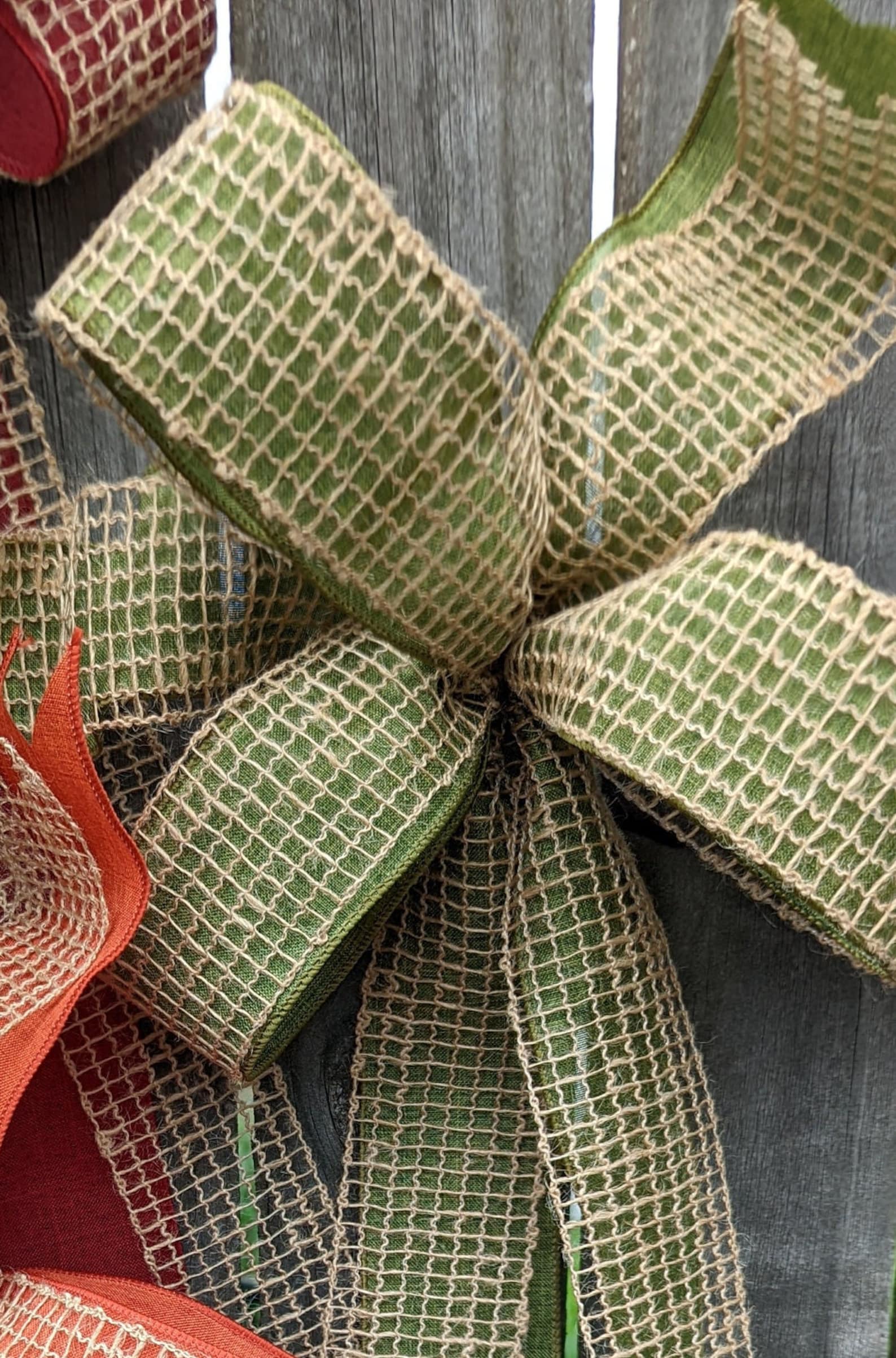 Linen Burlap Mesh Wreath Bow, Wired Ribbon, Handmade NETTLE - Etsy