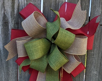 Christmas Bow, Oversized Wired Christmas Wreath Bow Tree Topper, Large Wreath Bow, Customizable Colors, Solid Colors, Tree Topper