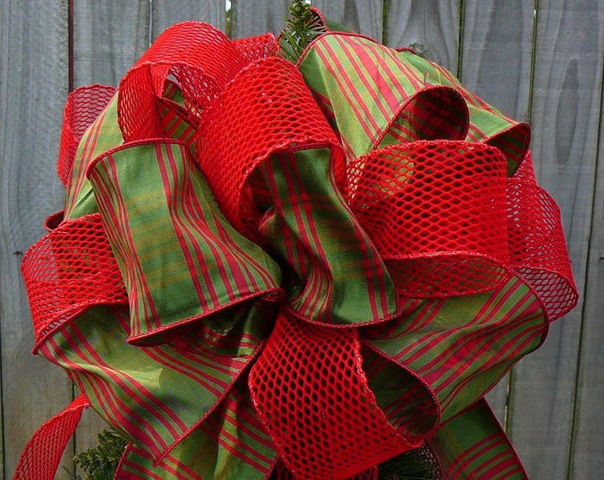 Christmas Tree Topper Green and Red Plaid Traditional Etsy