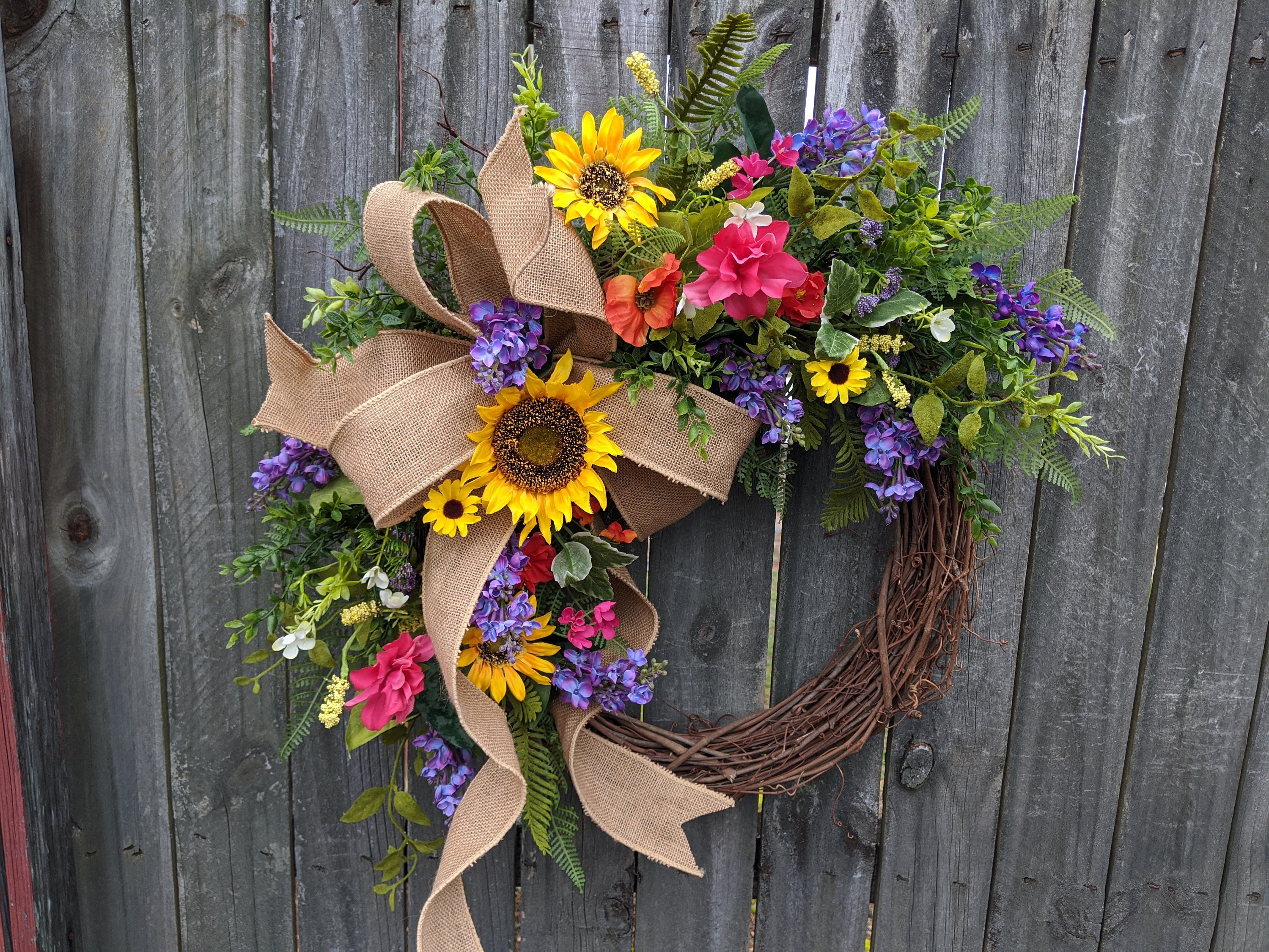 spring wreath living room