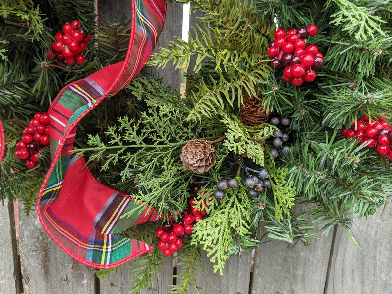 Christmas Wreath Christmas Door Wreath Warm Plaid Winter - Etsy