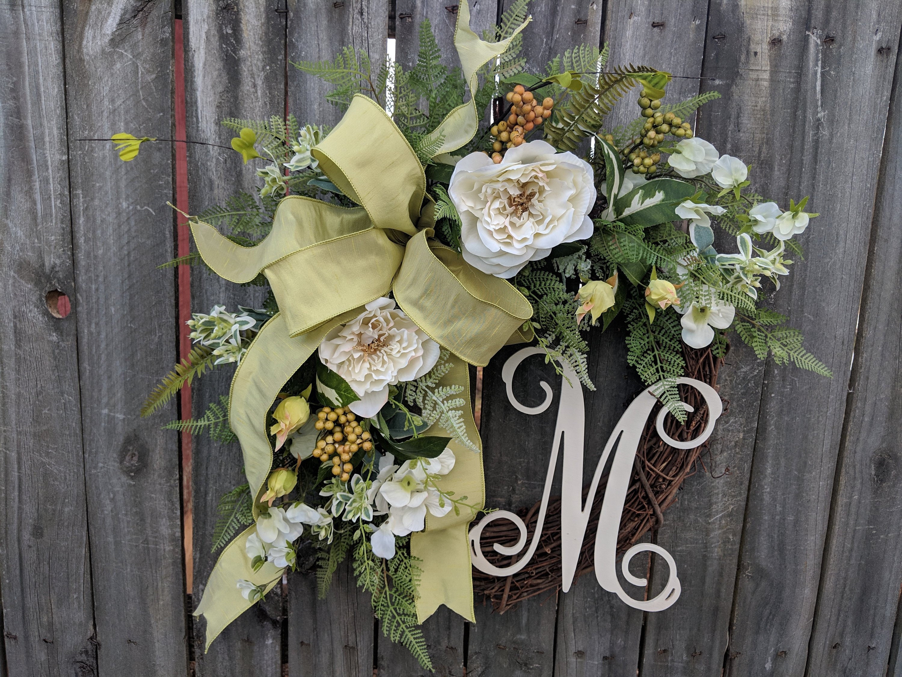 Spring Wreath Wedding Ivory, White, Wreath Green Cream Everyday Wreath,  Door Wreath, Front Door Wreath 2023 