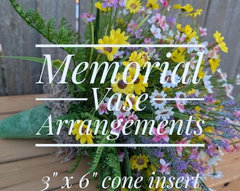 Spring Memorial Vase Arrangements, 3" diameter insert, Vase Filler, For Man, Woman, Patriotic, Mother's Day, Father's Day Memorial
