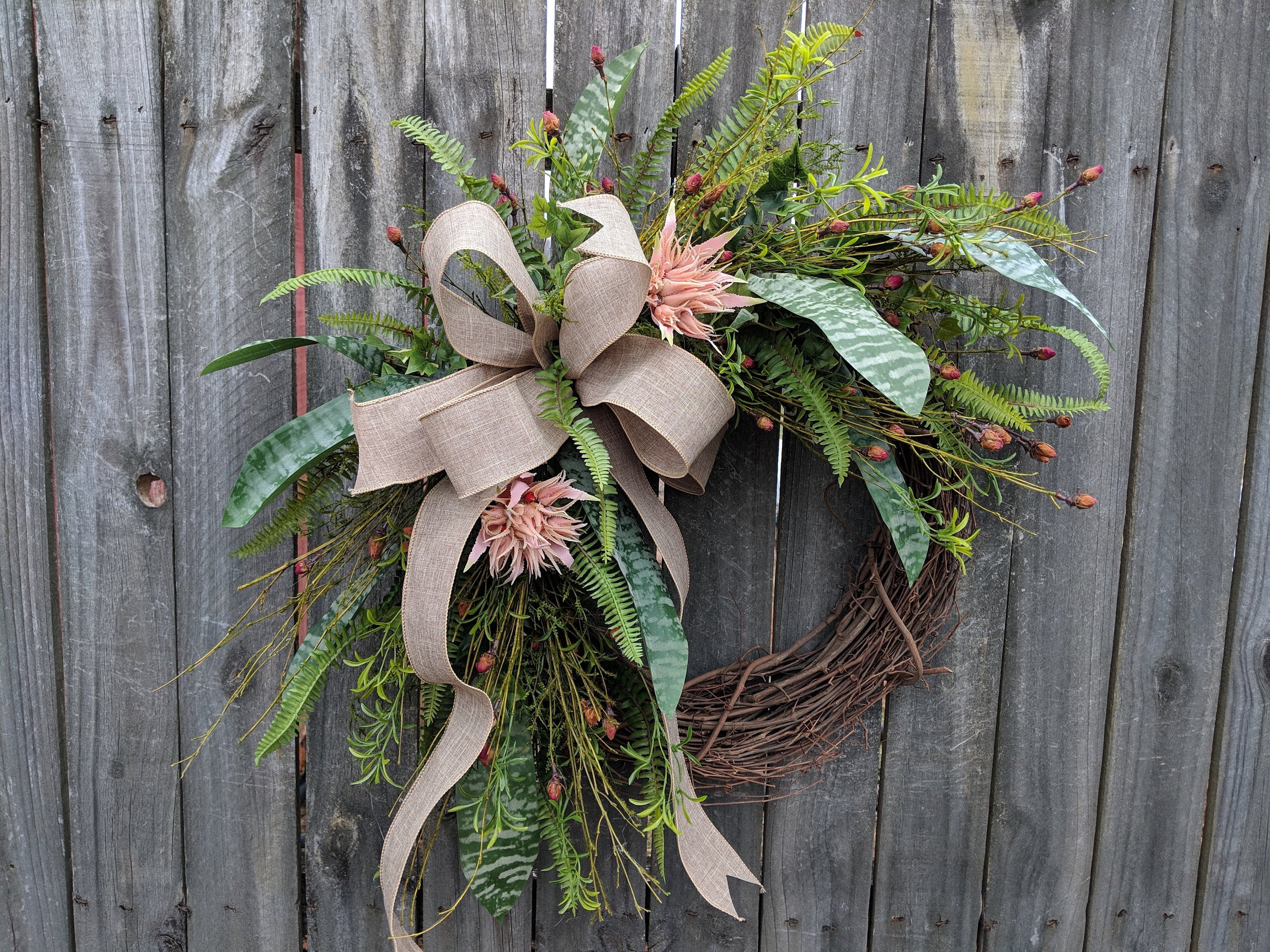 Everyday Wreath Bromeliad Spring Summer Everyday Wreath Bromeliad Spring Summer Fall Door Front Tropical Blush
