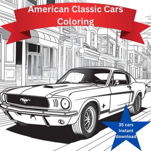 Auto-Malvorlagen, 35 klassische Auto-Illustrationen (PDF-Download)