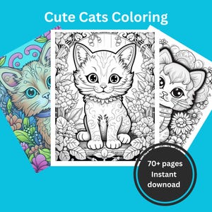 Dibujos para colorear de gatos, más de 70 páginas imprimibles en formato PDF con hojas a una sola cara.