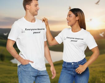 Koszulka Peace Statement: koszulka unisex z krótkim rękawem, inspirująca bluzka