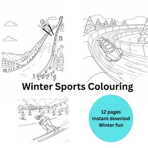 Winter-Malvorlagen, 12-seitige Sport-Malvorlage (PDF-Download)