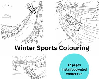 Winter Sports Colouring Pages for Kids | 12 Printable Ski, Snowboard & Skating Pages